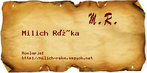 Milich Réka névjegykártya